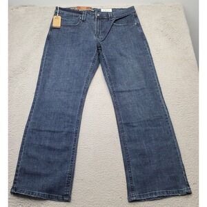 Axel Jeans Mens 36x32 Navy Denim Slim Boot Stretch Straight Fit Whiskered